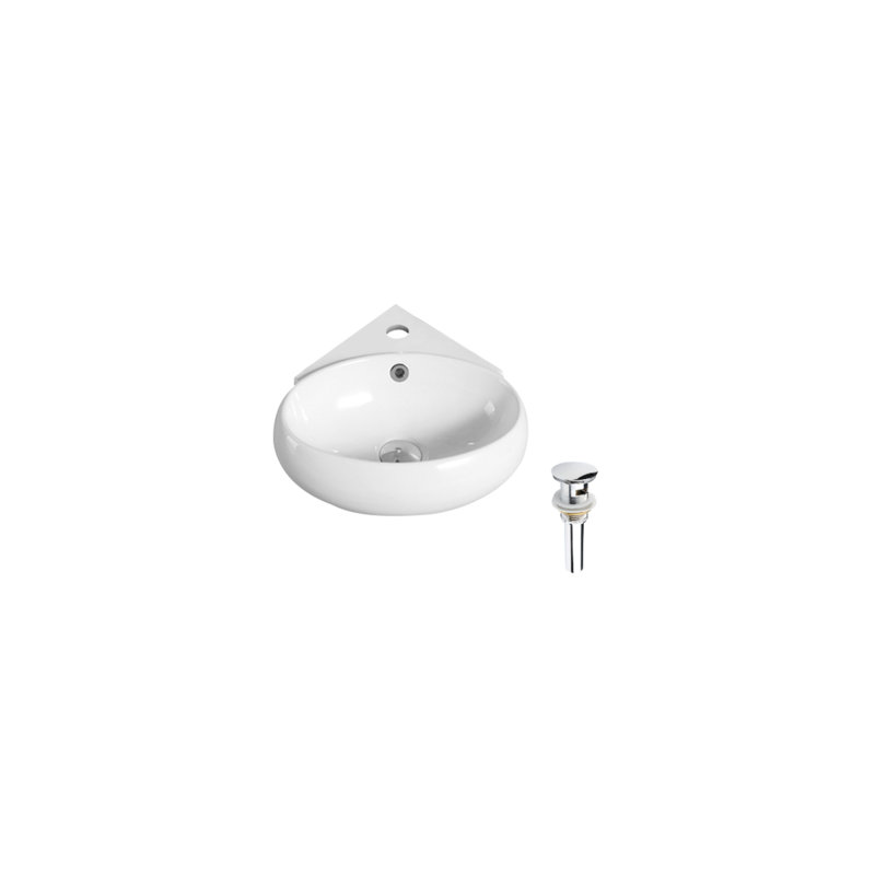 DROP Bath And Kitchen 13.7'' Ceramic Oval Wall Mount Bathroom Sink with